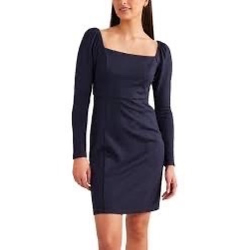 Boden Square Neck‎ Jersey Dress Women's Size 6L Navy Blue